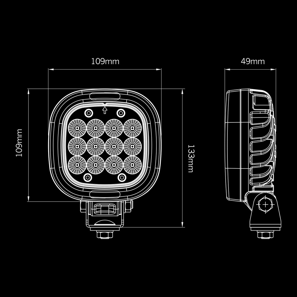 President 2.0 LED work light 25W - red position light