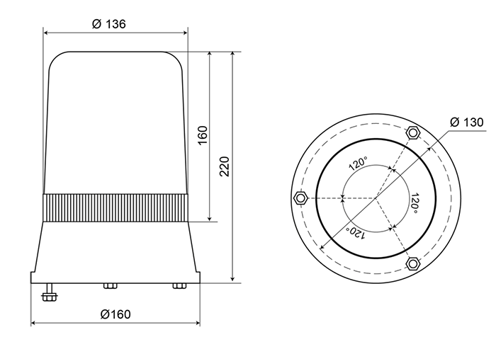 AEB "595" 24V rotating beacon - Green lens