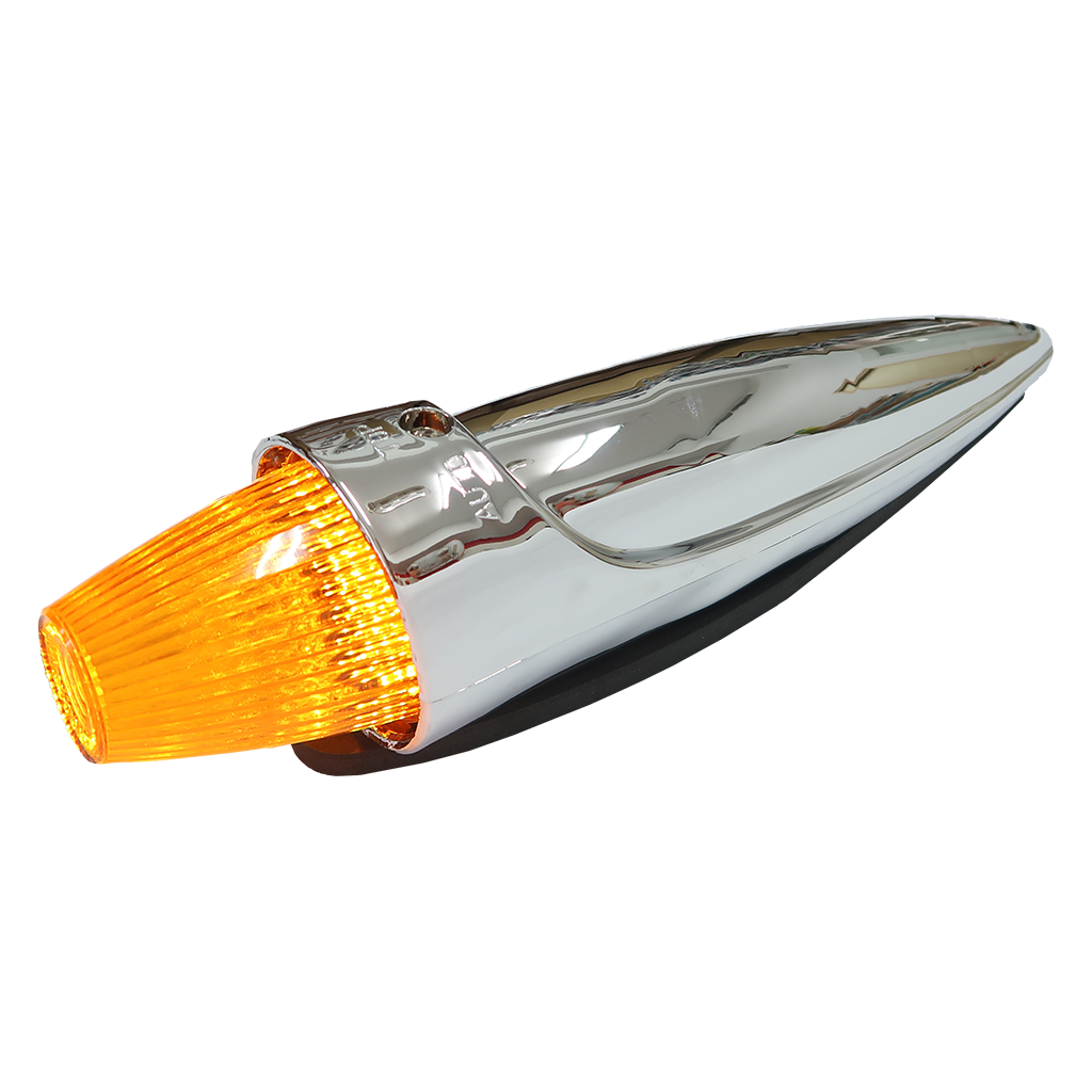 Chrome Torpedo Roof Marker Light - Amber with Amber Glass