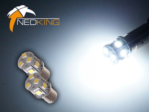 BA15s 9 SMD LED's (2 Pc's) - Xenon White