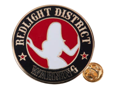 Pin - Warning Redlight District (Rechteckiger Pin)