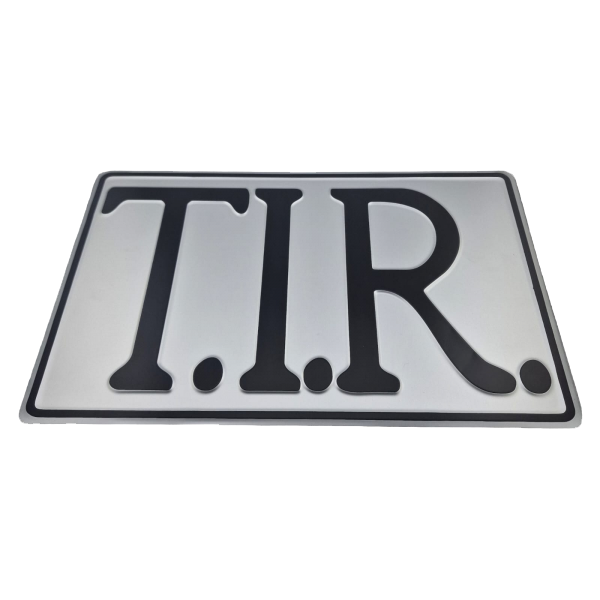 T.I.R. Sign - Silver With Black Print