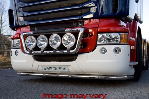 [SLS09/W] LoBar St. Steel - Scania R2 Serie High Bumper - 5 White & 2 Amber LED