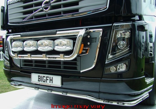 [VLS06/W] LoBar Edelstahl mit 5 weißen & 2 gelben LEDs - Volvo FM / FH 2002+ mit Spoiler 